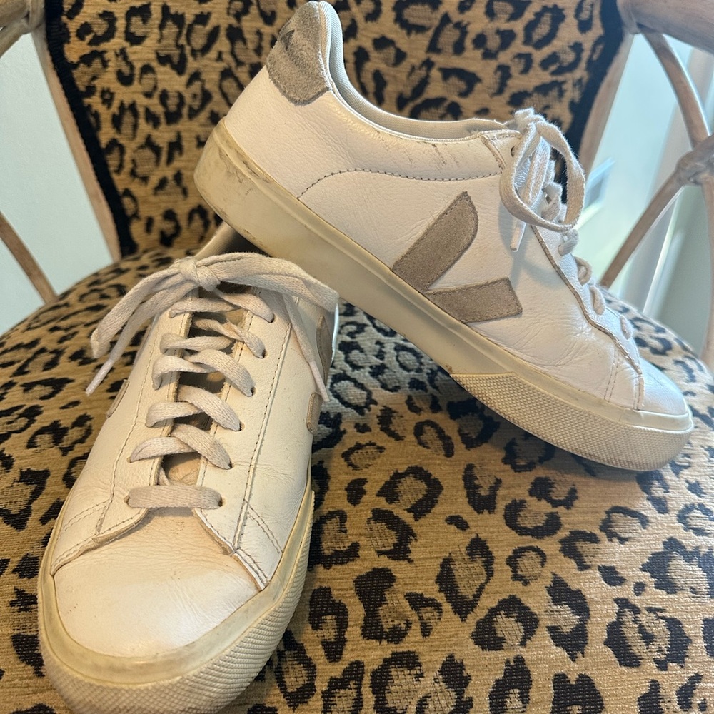 Veja White Sneakers with Gray Details